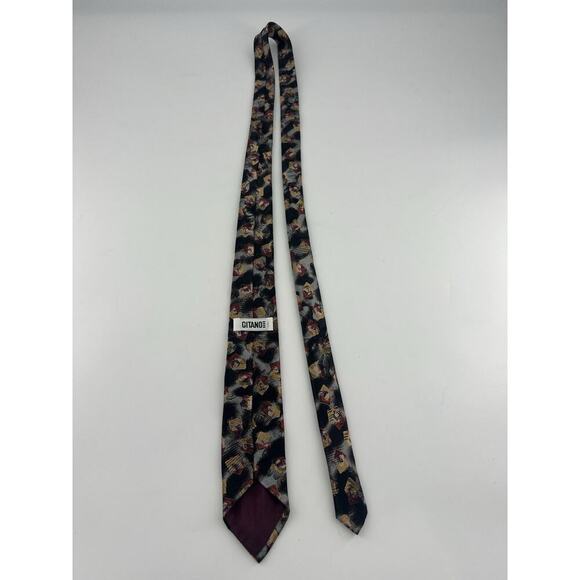 Vintage 90's Gitano Necktie Mens Abstract Pottery Roman Dark Abstract Career - Picture 6 of 8